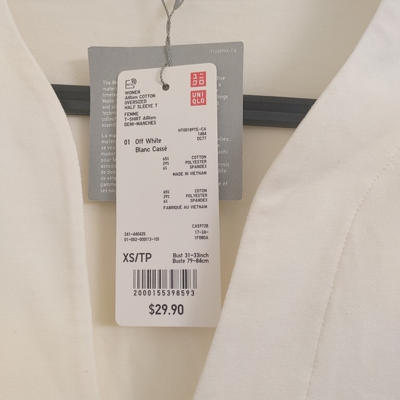 AIRism Off-White Cotton Half-Sleeve T - Picture 15 of 16